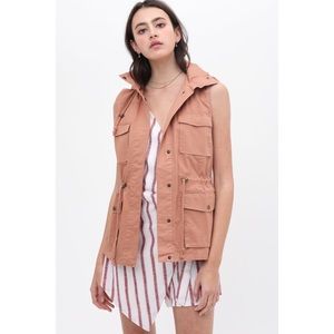 Love Tree Mauve Pink Hooded Military Anorak Vest Medium